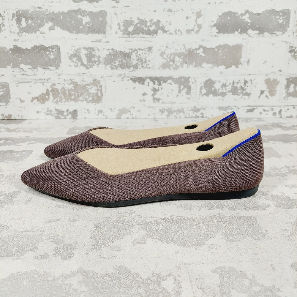 New Rothy's The Flat Tan Knit Pointy Toe Slip On Loafers W579